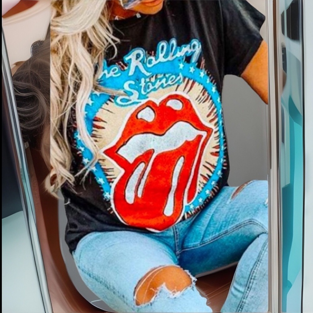 THE ROLLING STONES 👄 Tongue  Short Sleeve T-Shirt Rock & Roll🤟👅💋